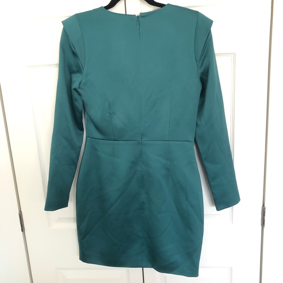 Miss Circle Teal Faye Long Sleeve Satin Dress Size M - Picture 8 of 8